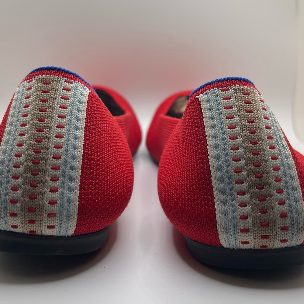 Rothy's Vibrant Red Flats with Blue Accents - Picture 3 of 9